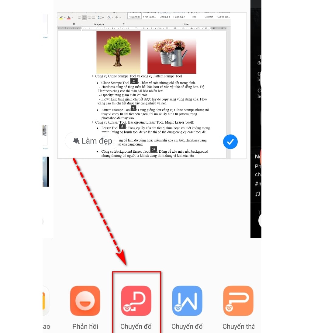 hình chọn chuyển đổi sang file PDF