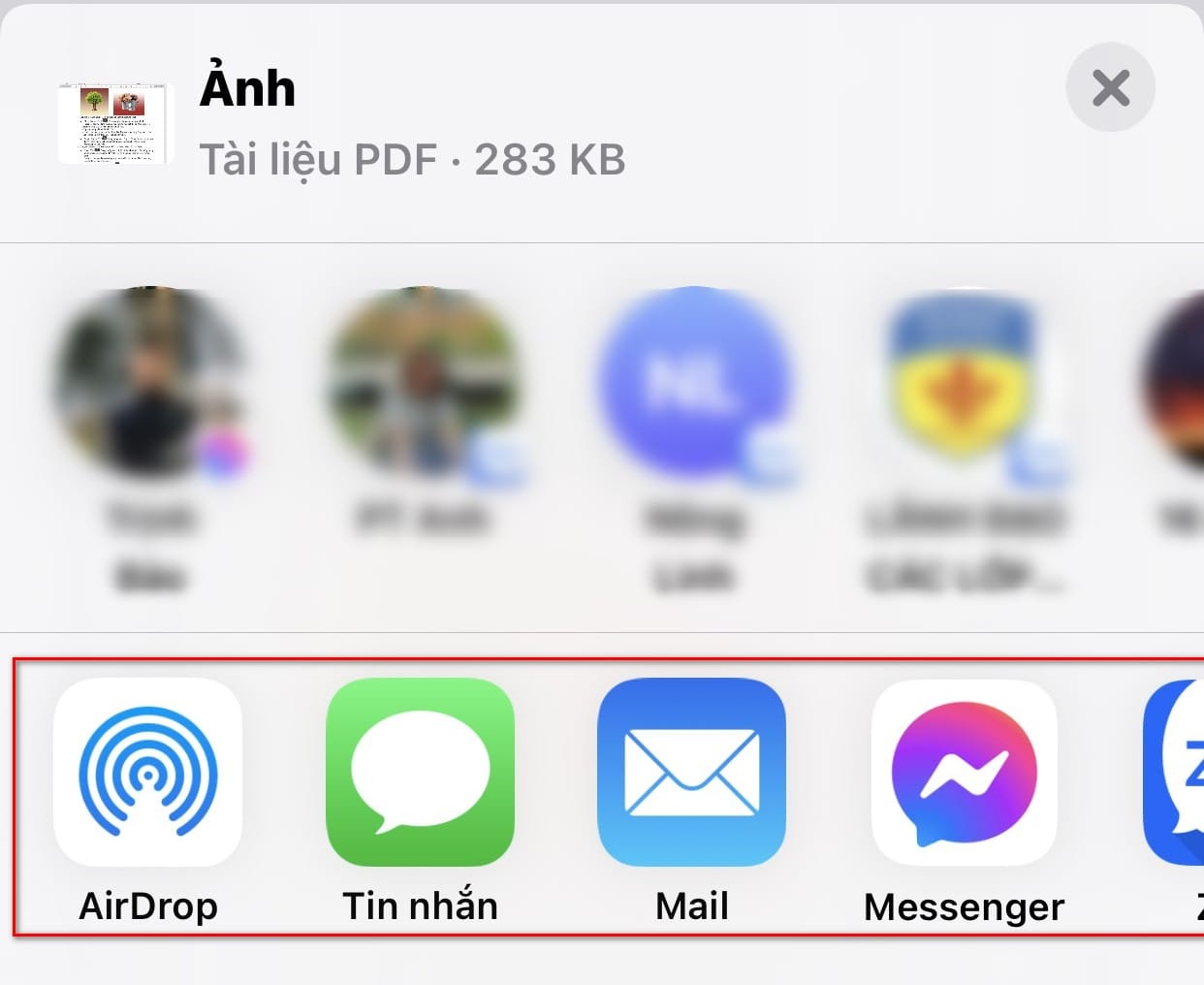 hình ảnh chọn ứng dụng chia sẻ