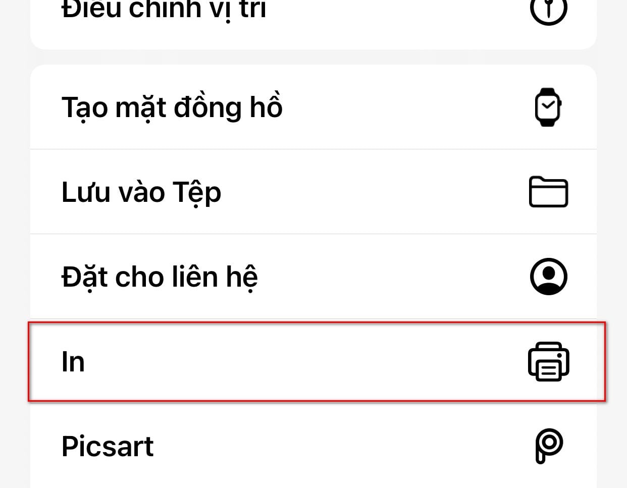 hình chọn tính năng in