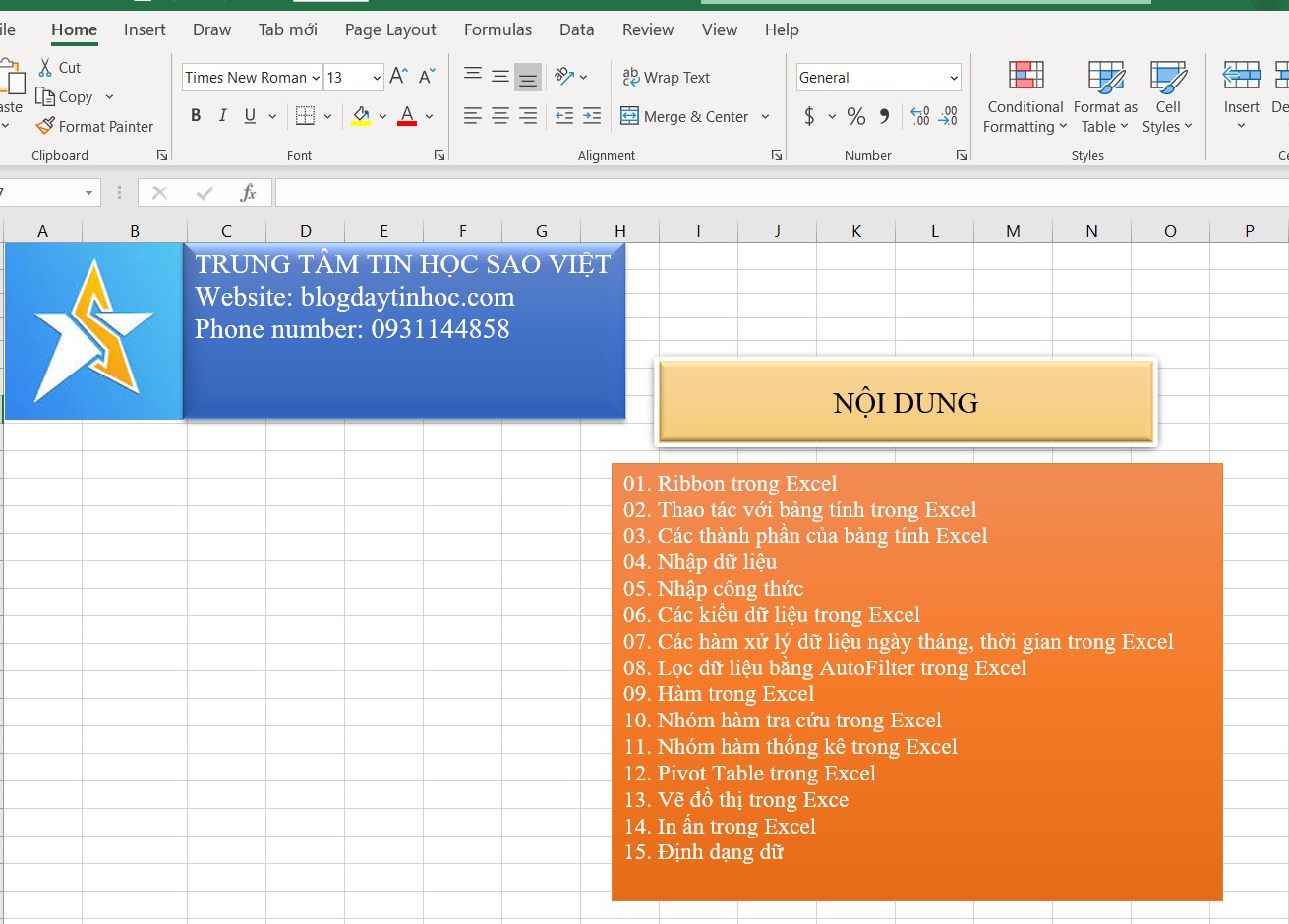 hình mục lục Excel