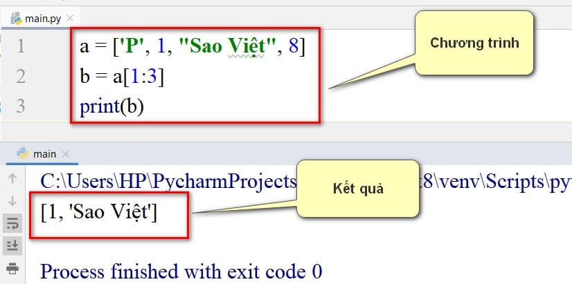 chương trình lấy phần tử danh sách liên tiếp