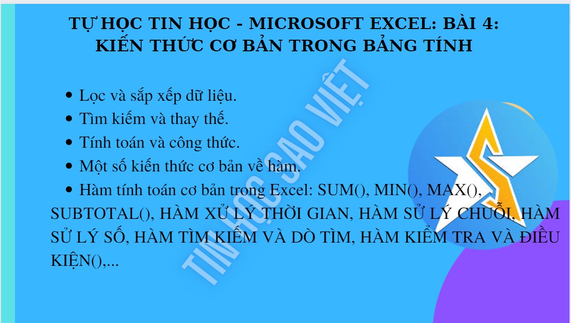 mục lục excel cơ bản 2