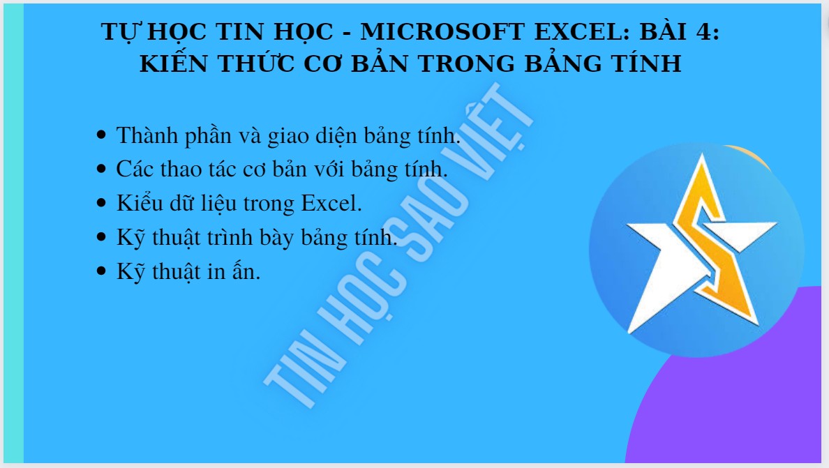 mục lục excel cơ bản 1