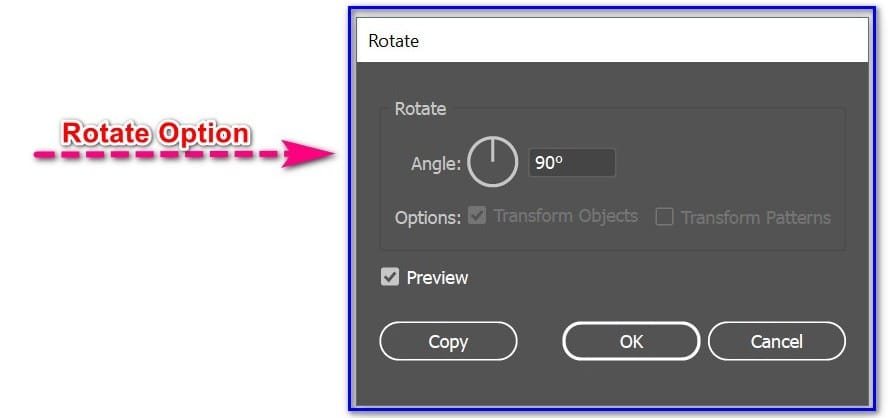 bảng hộp thoại rotate option