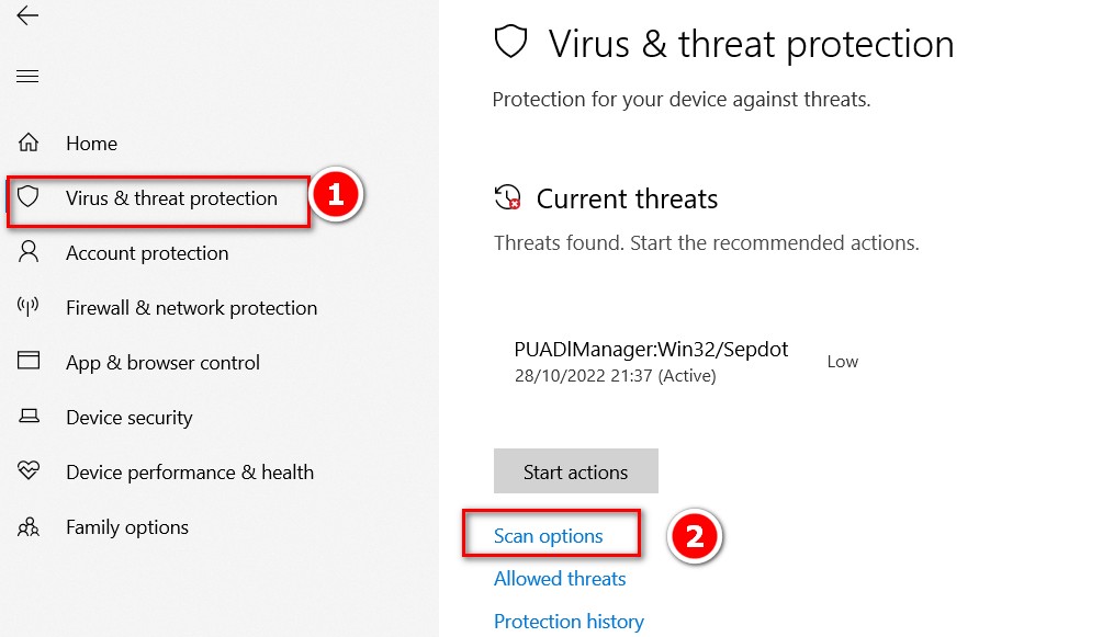 tích chọn scan option