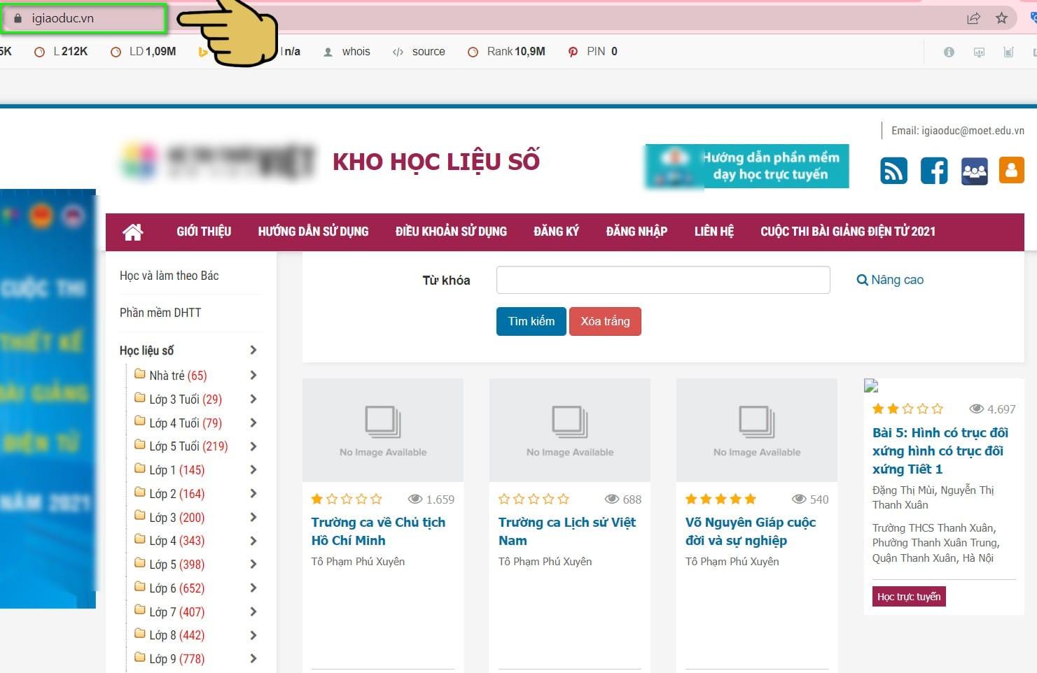 hình ảnh truy cập vào link igiaoduc