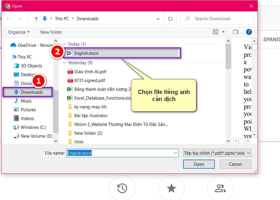 hình chọn file cần thực hiện