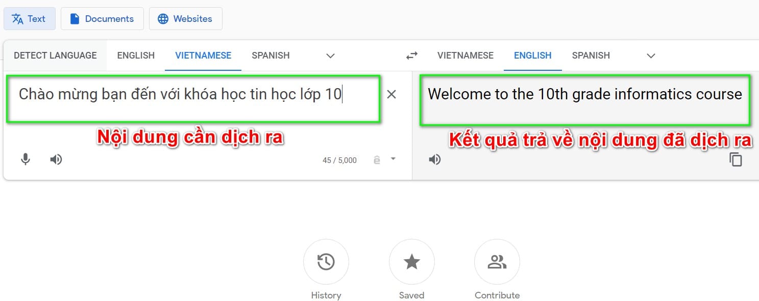 hình gõ nội dung trong translate
