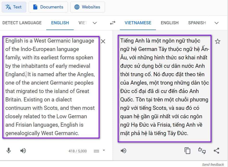 hình hiển thị nội dung cần dịch
