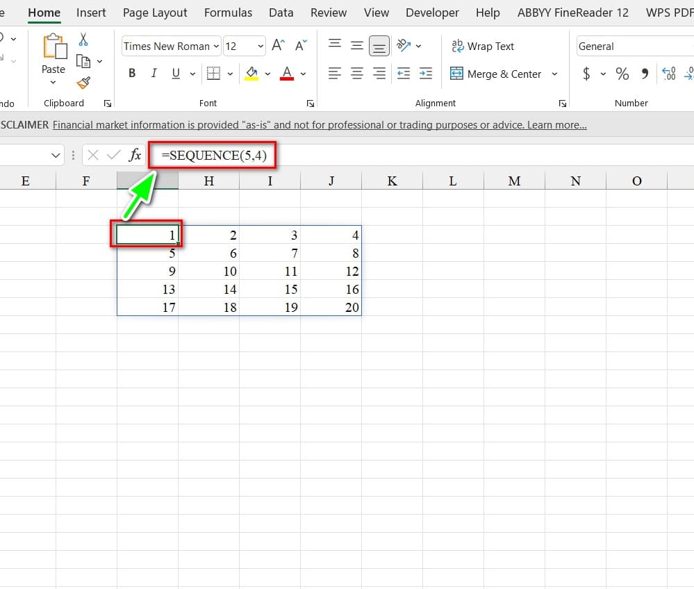 hình dùng hàm sequence
