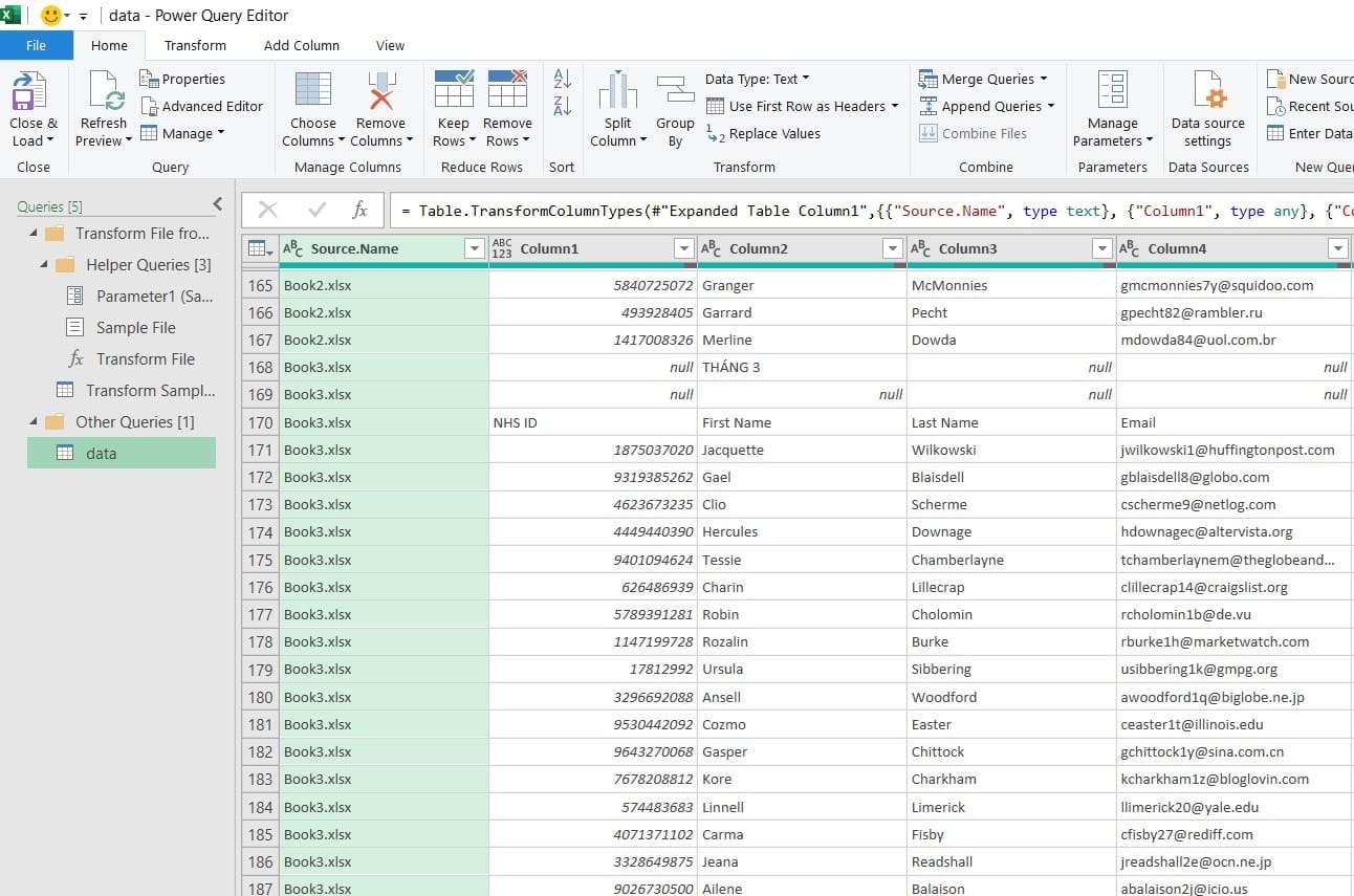 giao diện power query