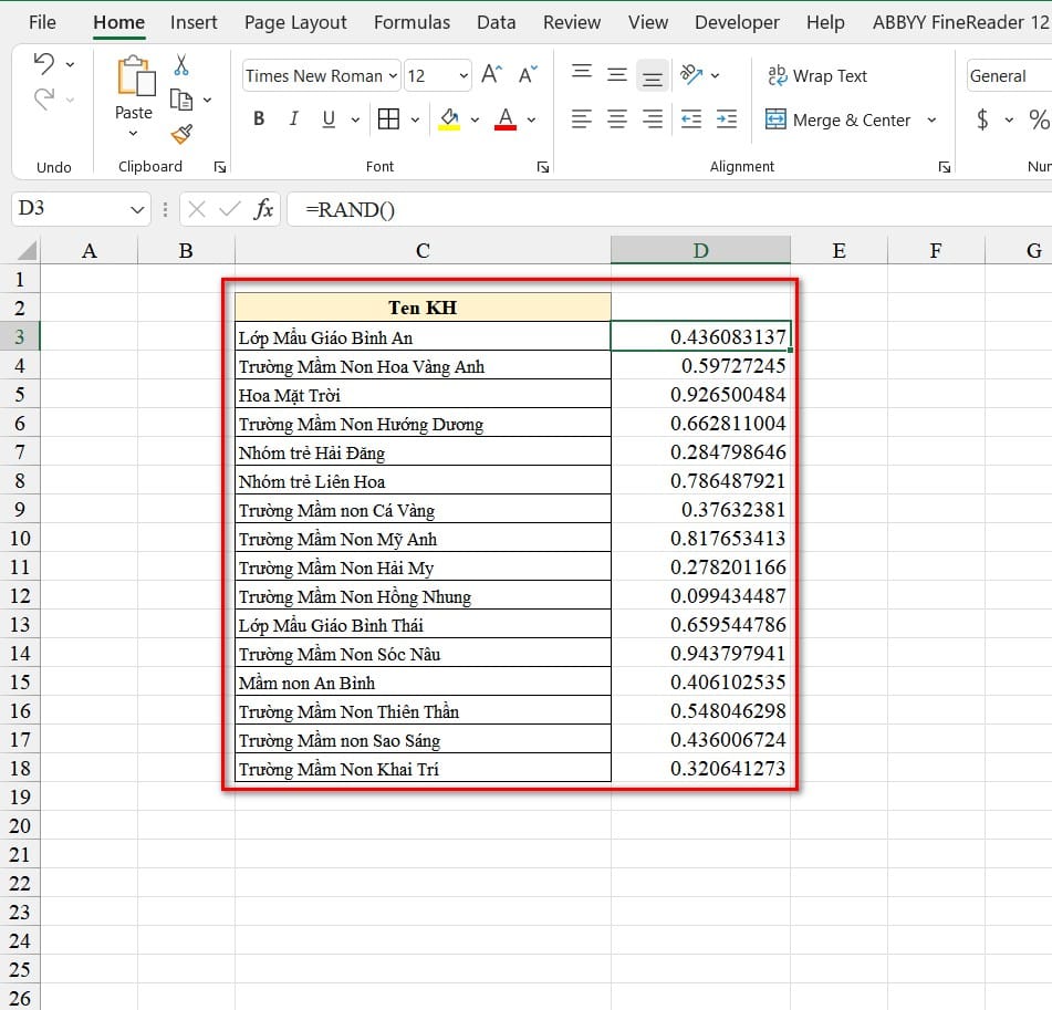 hình ảnh hiển thị kết quả rand