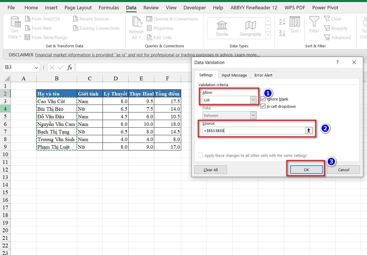 hình ảnh tạo tùy chọn trong data validation
