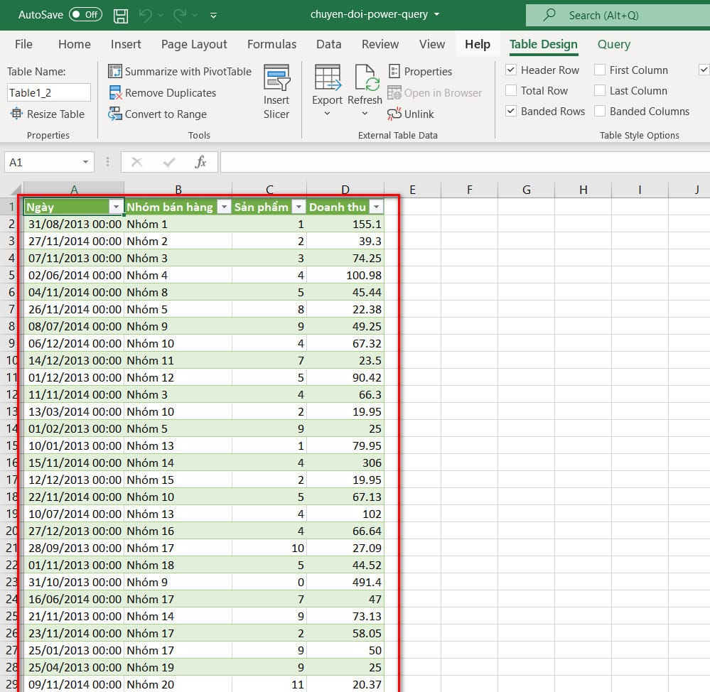 hình dữ liệu hoàn thành