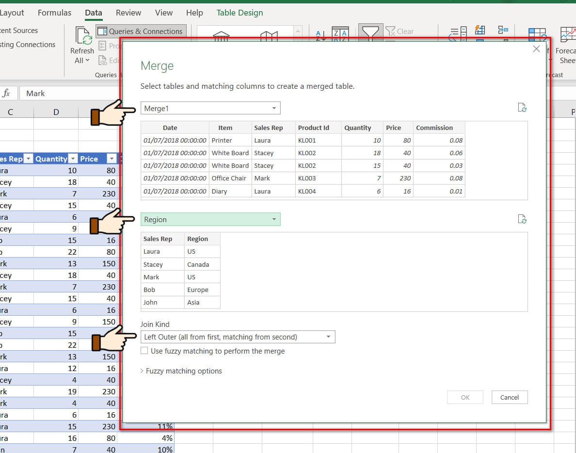 hình ảnh thiết lập bảng merge