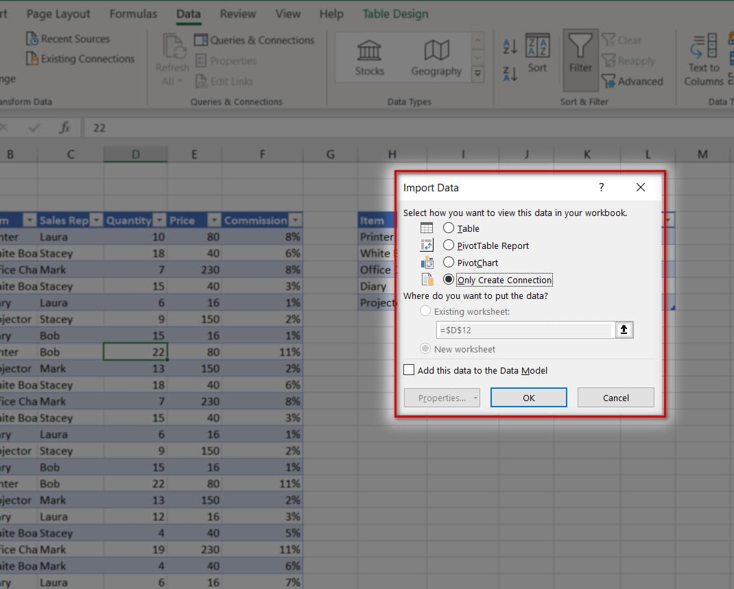 hình ảnh chọn vào import data