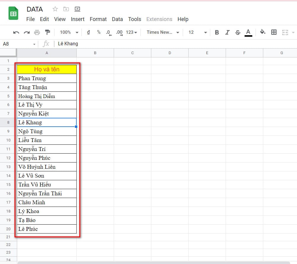 hình ảnh sau khi xóa tên lót