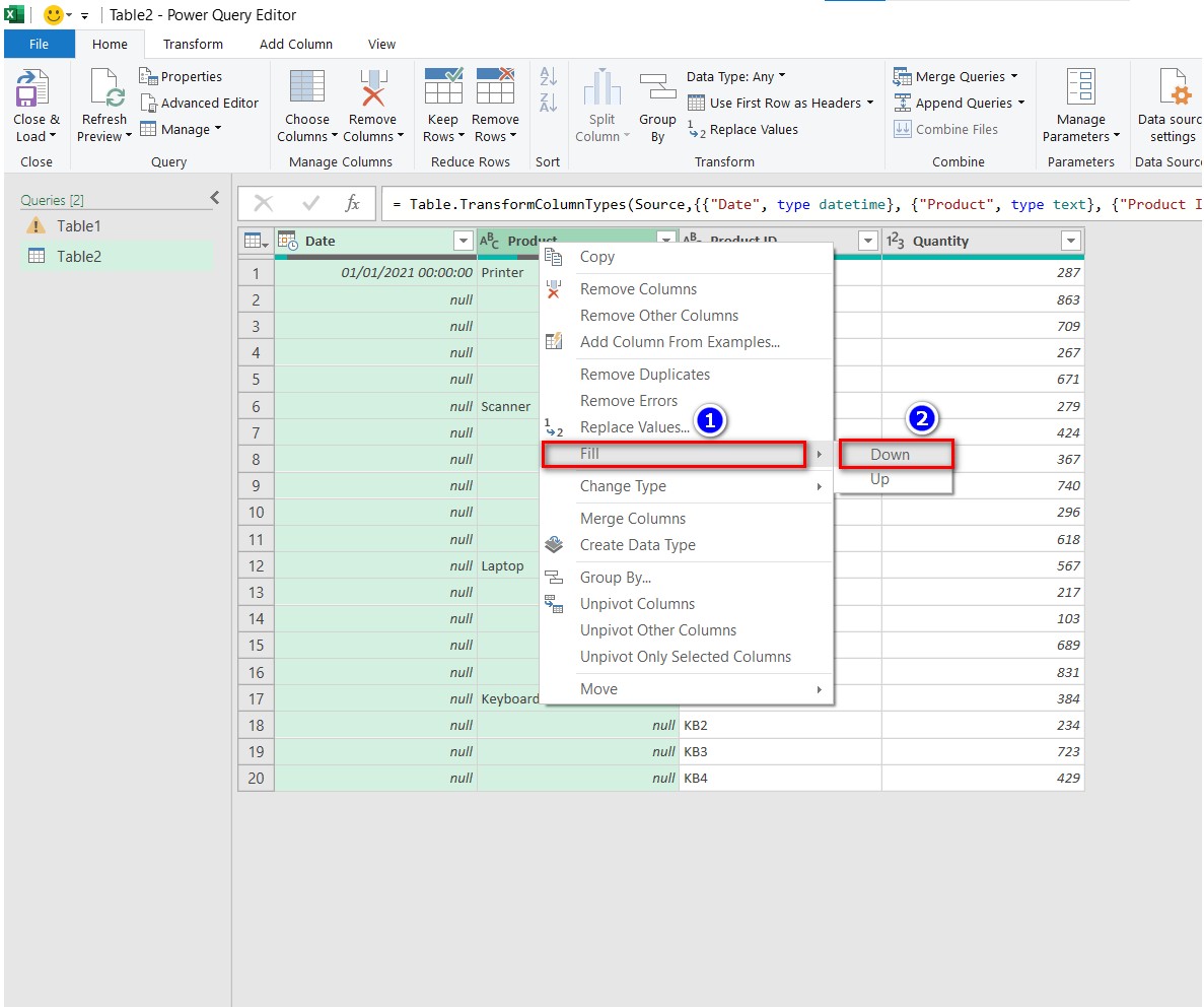 hình ảnh chọn fill down