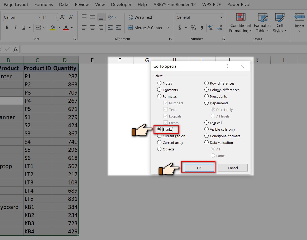 hình ảnh thực hiện trong bảng go to speacial