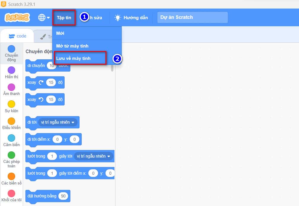 lưu file về máy tính