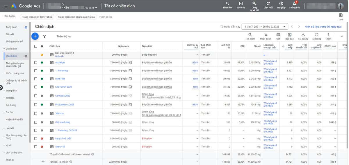 chiến dịch quảng cáo google