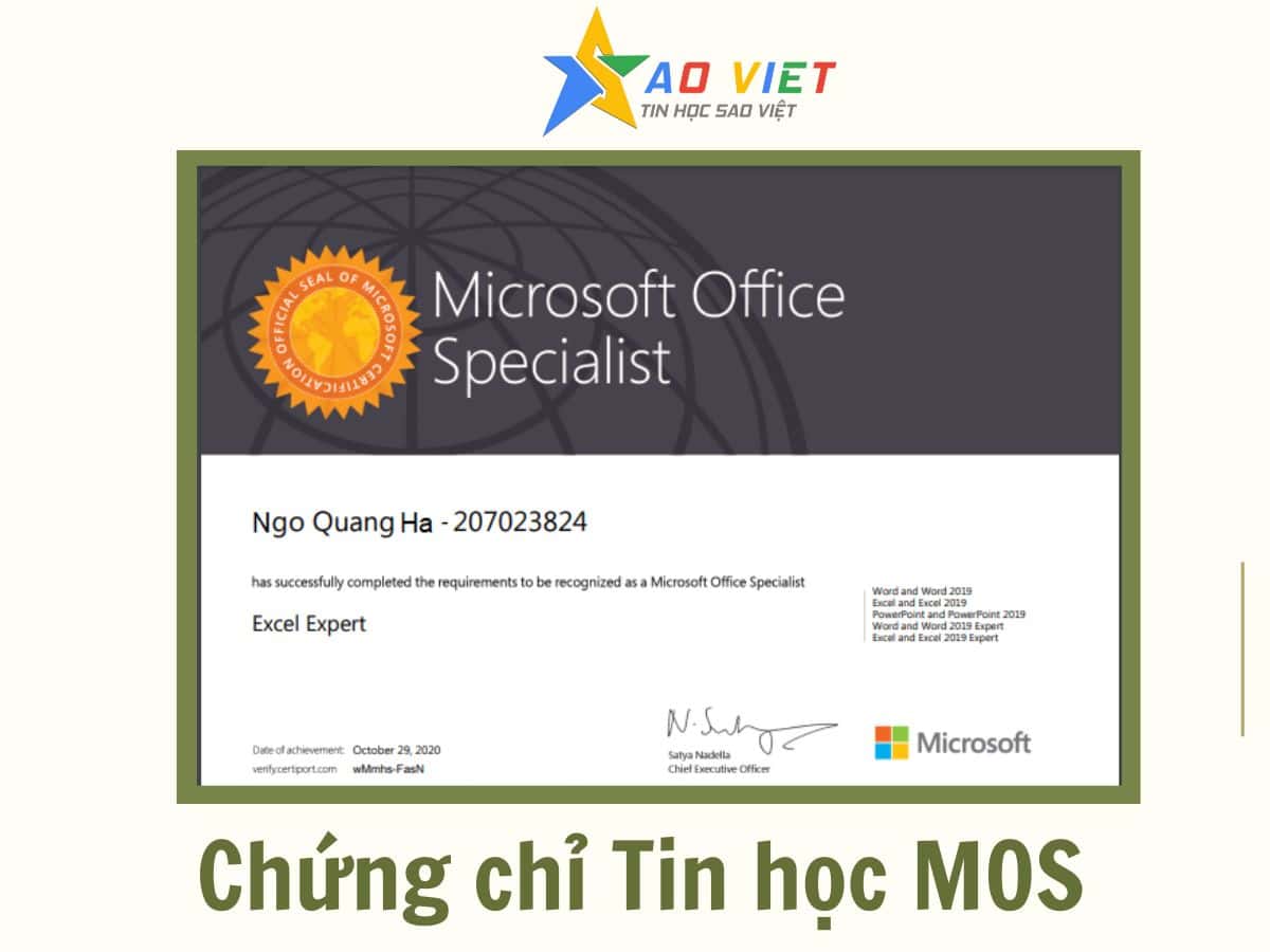 Chứng chỉ MOS