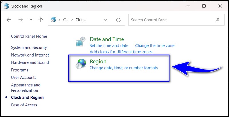 Bước 3: Chọn Region