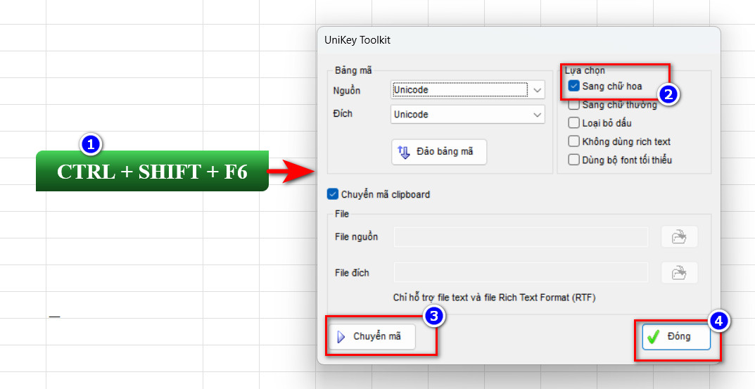 Bước 2: Nhấn tổ hộp phím CTRL + SHIFT + F6