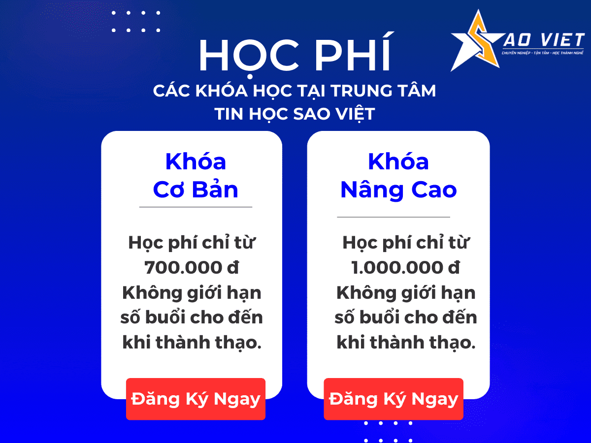 Trung Tâm Tin Học Sao Việt Học Phí