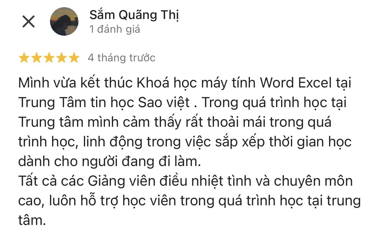 Hình 6: Cảm nhận của học viên sau khi hoàn thành khóa học tại Trung Tâm Tin Học Sao Việt.