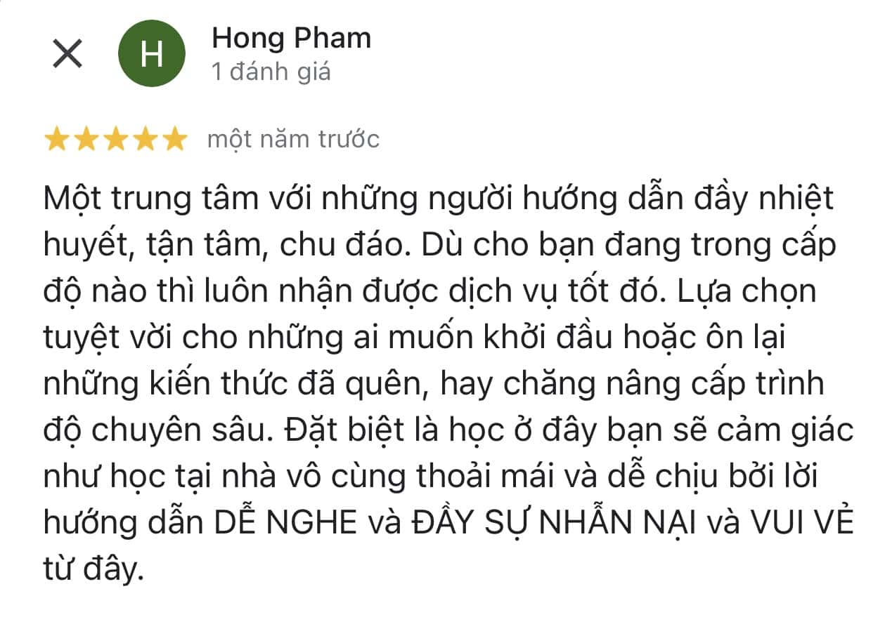 Hình 4: Cảm nhận của học viên sau khi hoàn thành khóa học tại Trung Tâm Tin Học Sao Việt.