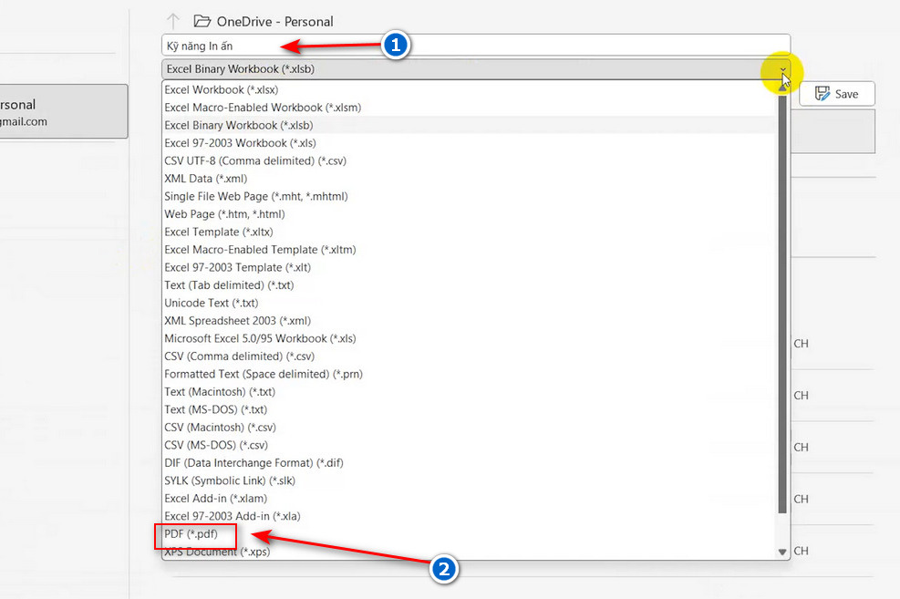 Bước 2 chọn vào PDF