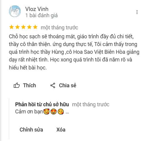 Phản hồi của học viên sau khóa học tại Trung Tâm Tin Học Sao Việt