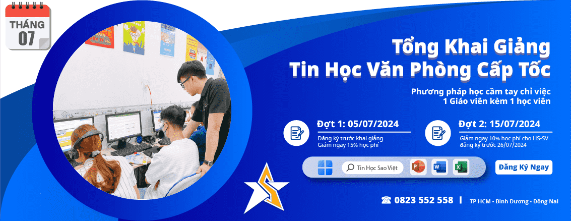 Khóa Học Tin Học Văn Phòng Tháng 07 - 2024