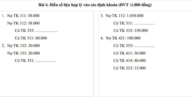 Bài tập hạch toán kế toán