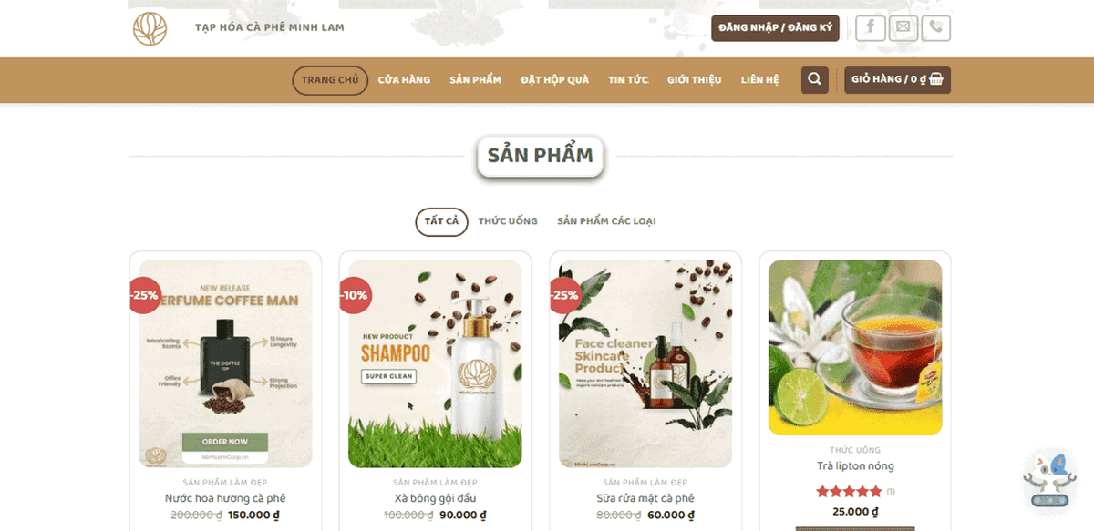website bán cà phê