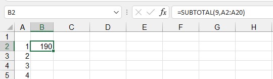 Hàm SUBTOTAL trong Excel