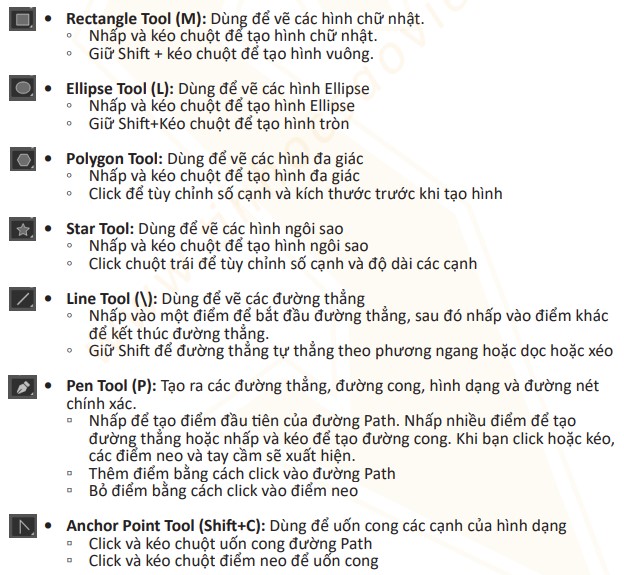 Nhóm Công Cụ Dùng Để Vẽ Hình Cơ Bản Trong Illustrator