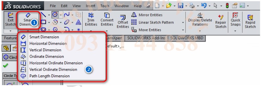 Ghi kích thước cho đối tượng 