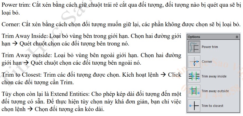 Các tùy chọn cắt xén 
