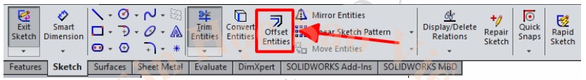 Tạo đối tượng song song Offset Entities trong SolidWorks