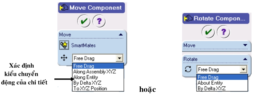 Lệnh move component và rorate component