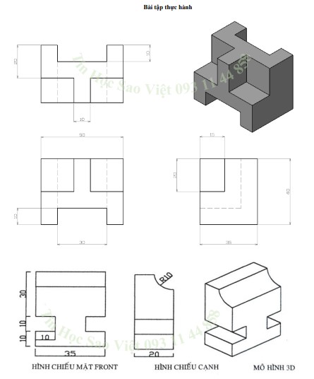 bài tập thực hành 3D tự học AutoCAD