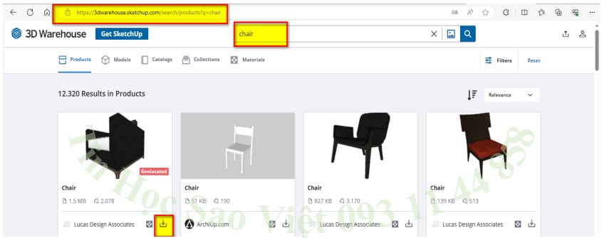  Bước 1 tải thư viện 3D Warehouse Online