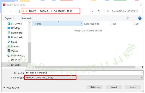 bước 4 xuất file từ sketchup sang autocad 2D