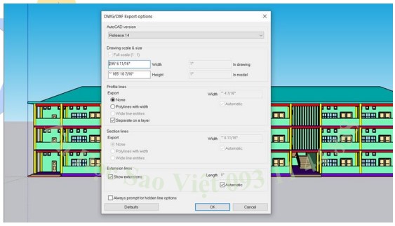 bước 5 xuất file từ sketchup sang autocad 2D