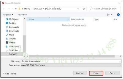 bước 7 xuất file từ sketchup sang autocad 2D