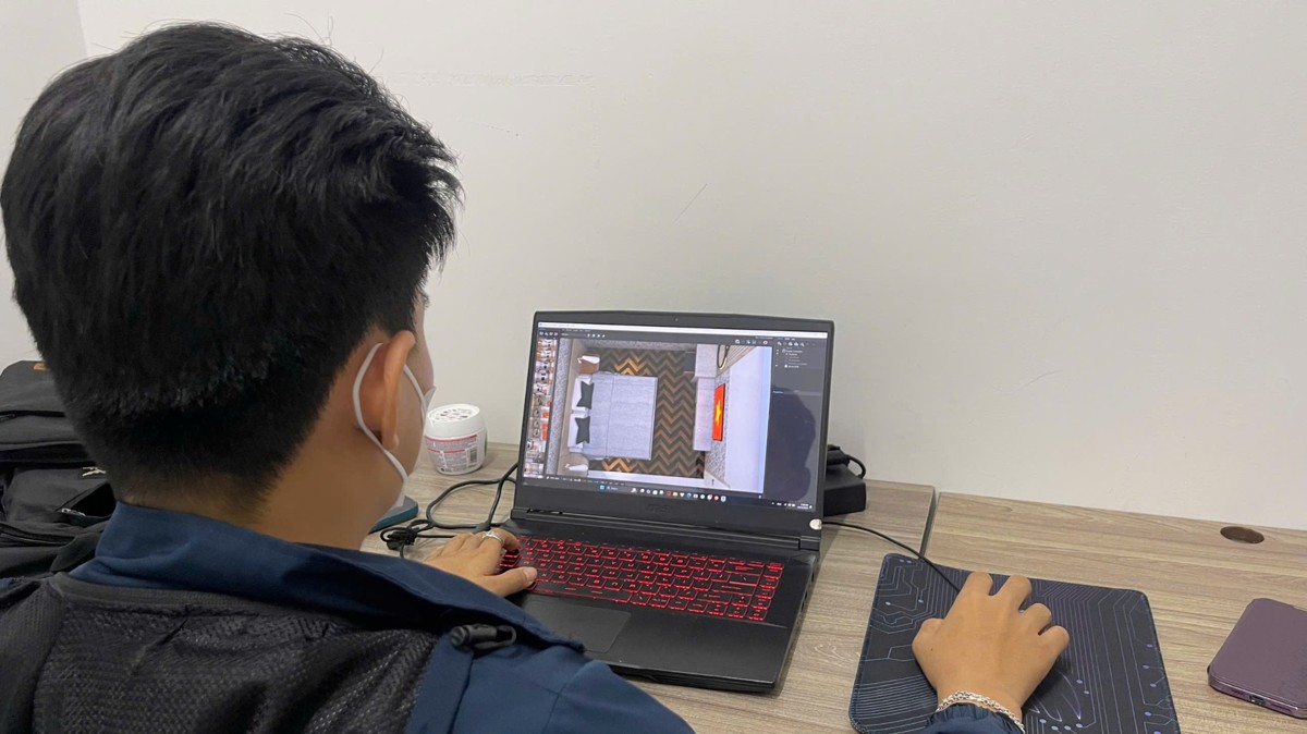 học viên làm đồ án thiết kế nội thất