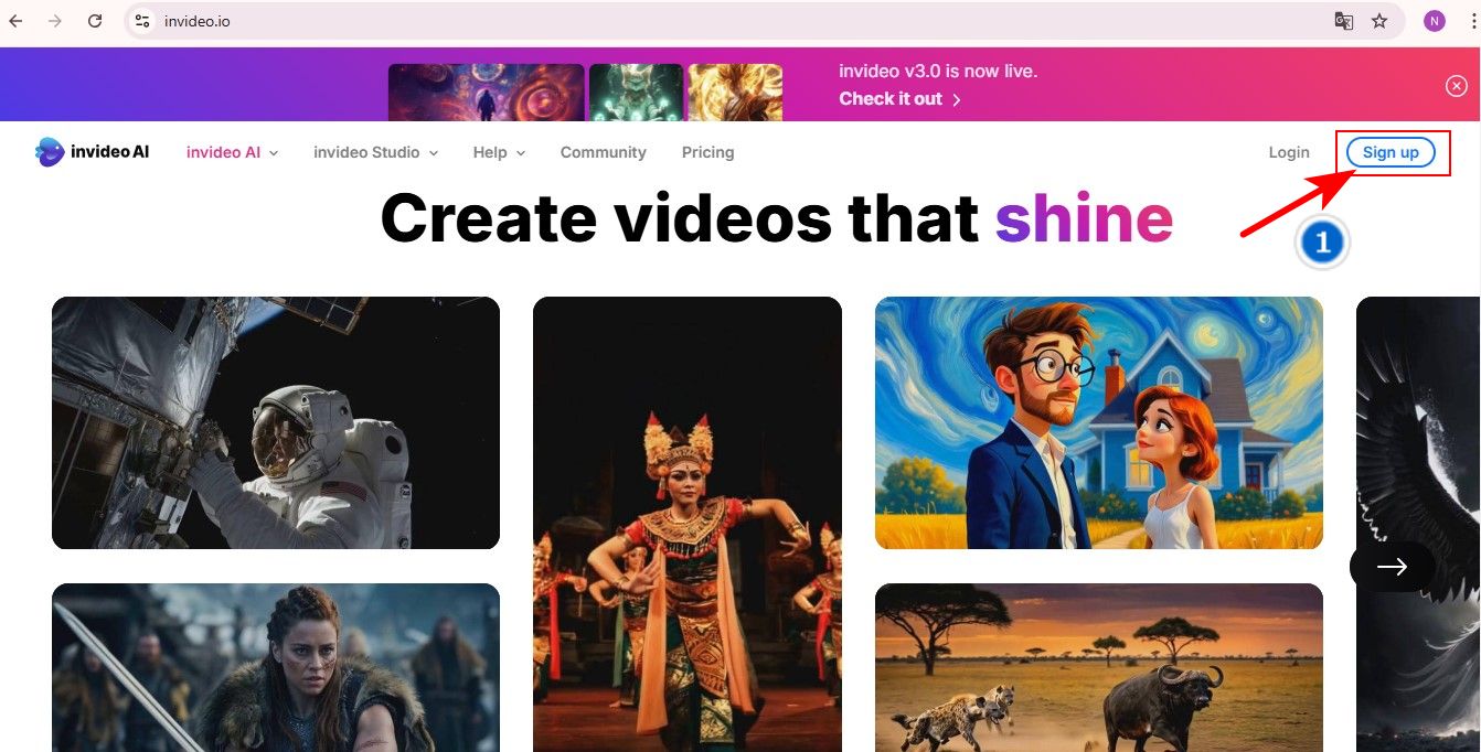 Bước 1 tạo tàu khoản invideo ai