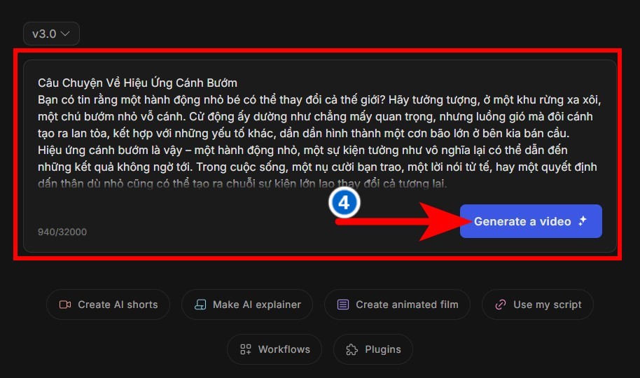 nhâp nội dung video muốn tạo vào ô 
